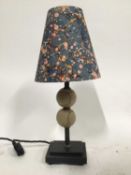 Tennis Ball lamp with marble shade, 46cm including shade, on 10cm x 13cm base