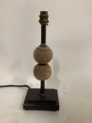 Tennis ball lamp, 33cm on 10cm x 12.5cm square base