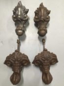 Two Pairs Large Bath Feet wall lights, the larger 40cm to top of light fitting, 20cm deep, 26cm wide
