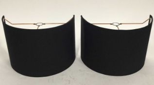 Pair of half drum black lamp shades, 25.5cm high