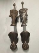 Two pairs Bath Feet wall lights, the larger 40cm to top of light fitting, 12cm wide x 20cm deep on 6