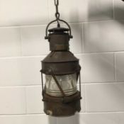 Hanging Lantern light, 44cm high, 20cm base with chain and ceiling fitting 10cm diameter