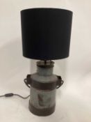 Milk Churn lamp with drum shade, 65cm with shade, 46cm without, c.25cm diameter