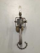 Old Vermin Trap wall light, 35cm to top of light fitting, 12cm wide, on circular mount 10cm diameter