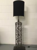 Large Balustrade rectangle cast iron lamp, with half shade, 140cm with shade, 106cm without, on 35cm
