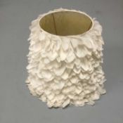 Single tapered lamp shade covered in white goose feathers, 36cm high