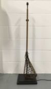 Vintage Lacrosse Stick floor lamp, 124cm high, on 30cm square base