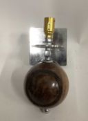 Single Bowling Ball silver wall sconce, 11cm square base, 17cm deep