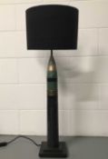 Missile lamp with half shade, 95cm with shade, 77cm without shade, on 18cm square base. Missile 63cm