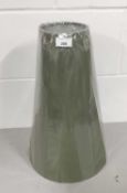 Green linen tapered cone lamp shade, 42cm high