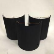Three half drum black lamp shades, 41cm high