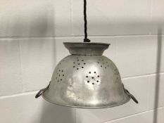Colander hanging light, 23cm diameter, on 8cm diameter ceiling fitting