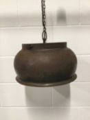 Rustic Tribal Cooking Pot hanging light, 35cm diameter, 26cm deep with 6.5cm circular ceiling fittin