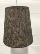 Guinea fowl feather tapered lamp shade, 36cm high