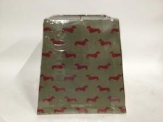 Emily Bond square tapered lamp shade decorated with red dachshunds, 36.5cm high