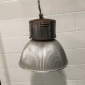 Large Industrial hanging light, 40cm, diameter 46cm, on chain, with 8.5cm diameter ceiling fixing