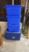 4 Blue Totes W/lids
