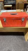 Red metal toolbox