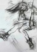 ‡ GLORIA (GLO) WILLIAMS charcoal on paper - entitled verso, 'The Swing', signed, 49 x 35cms