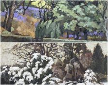 BRYN RICHARDS oils on board - Welsh landscapes entitled, 'From the Ganden of Nant-y-Mynydd', signed,