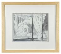 ‡ ERIC MALTHOUSE mixed media - entitled verso, 'Mother and Child', dated verso 1952, 22 x 27cms