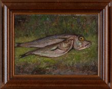 FERDINAND CIREL oil on board - titled verso 'Mother + Son', horse mackerel, signed and date 51-53,
