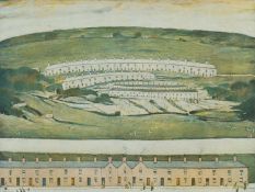 L.S. LOWRY colour print - 'Hillside in Wales', 1962, published by the Tate Gallery, London printed