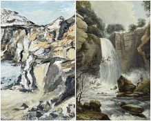DOROTHY DAVIES oil on board - quarry with lake, entitled verso 'Trefil Quarry, North of Heads of