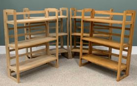 FOUR IKEA TYPE FOLDING BOOK/DISPLAY SETS OF SHELVES, 93.5 (H) x 71 (W) x 29cms (D) Provenance: