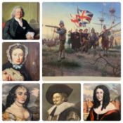 CONTEMPORARY PORTAIT PAINTINGS AND PRINTS GROUP comprising four classically styled portrait