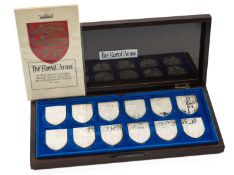 CASED SET OF TWELVE SILVER 'THE ROYAL ARMS' COLLECTION, in celebration of Queen Elizabeth II's