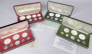 FRANKLIN MINT TRINIDAD & TOBAGO, CAYMAN ISLANDS, & BAHAMAS PROOF SETS, comprising T&T 1975 & 1976,