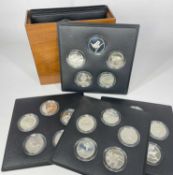 JOHN PINCHES 'PETER SCOTTS BRITISH BIRDS', wooden boxed set of thirty-five sterling silver