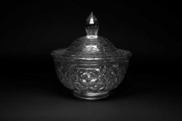 REGENCY CUT GLASS BOWL & COVER, c. 1800, probably Irish, 24 x 24cms Provenance: private collection