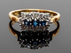 18CT GOLD SAPPHIRE & DIAMOND CLUSTER RING, ring size Q, 3.8gms Provenance: deceased estate Gwynedd