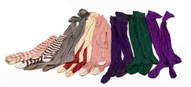 ASSORTED VICTORIAN AND LATER LADIES SILK & COTTON STOCKINGS, including ladies brightly coloured