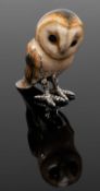 SATURNO SILVER & ENAMEL OWL, London 2016, 5cms h Provenance: private collection cardiff Comments: