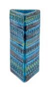 ALDO LONDI FOR BITOSSI, Rimini blue pottery vase of triangular section, 26cms (h) Provenance: