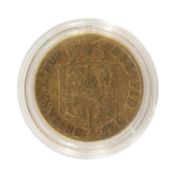 GEORGE III GOLD HALF SOVEREIGN, 1818, laureate head facing right, crowned angular shield, 3.8gms