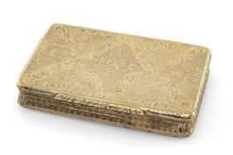 FINE 18TH/19TH C. SPANISH SILVER GILT SNUFF BOX, engraved with flowers within rococo panels to the