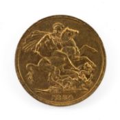 VICTORIAN GOLD SOVEREIGN, 1884, young head, 8.0gms Provenance: private collection Monmouthshire