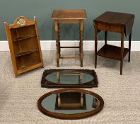 OCCASIONAL FURNITURE PARCEL (5), comprising crossbanded mahogany two tier side table, twin side