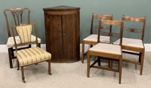 ANTIQUE FURNITURE PARCEL, comprising oak bow front two door wall hanging corner cupboard, interior