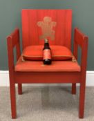 1969 PRINCE OF WALES INVESTITURE CHAIR, with gilt braided cushion, designed by Lord Snowdon,
