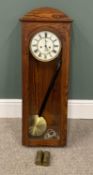 PINE CASED VIENNA TYPE WALL CLOCK, circular dial, Roman numerals, twin weight pendulum driven