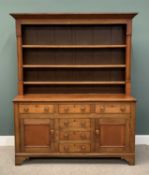 NORTH WALES ANGLESEY OAK & MAHOGANY DRESSER, circa 1860, three shelf rack, wide backboards, three