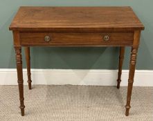 MAHOGANY SINGLE DRAWER SIDE-TABLE, brass circular backplates, wreath ring pull handles, single