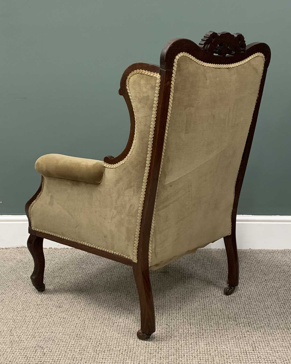 TWO VICTORIAN PARLOUR CHAIRS, comprising aesthetic movement style ebonised and gilt armchair, - Image 4 of 7