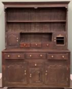 GEORGE II OAK & ELM WELSH DRESSER, circa 1760, peg-joined construction, rough sawn backboards,