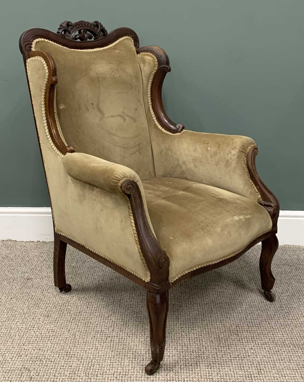 TWO VICTORIAN PARLOUR CHAIRS, comprising aesthetic movement style ebonised and gilt armchair, - Image 3 of 7